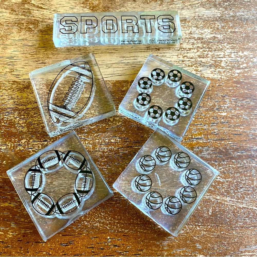 Provo Craft Stamps Sports Soccer Basketball Football Crafting Card Making